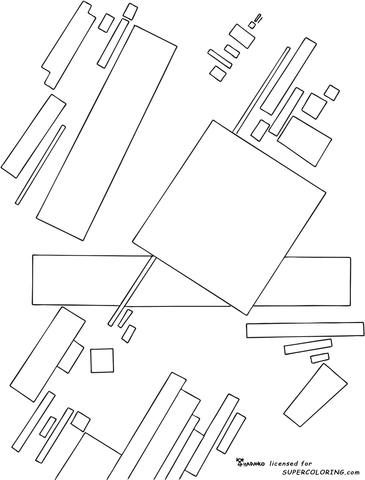 Suprematist Composition By Kazimir Malevich  Coloring Page